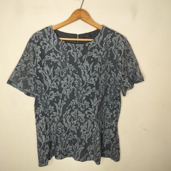 Ann Taylor Floral Lace Top Peplum Short Sleeve - Picture 1 of 9